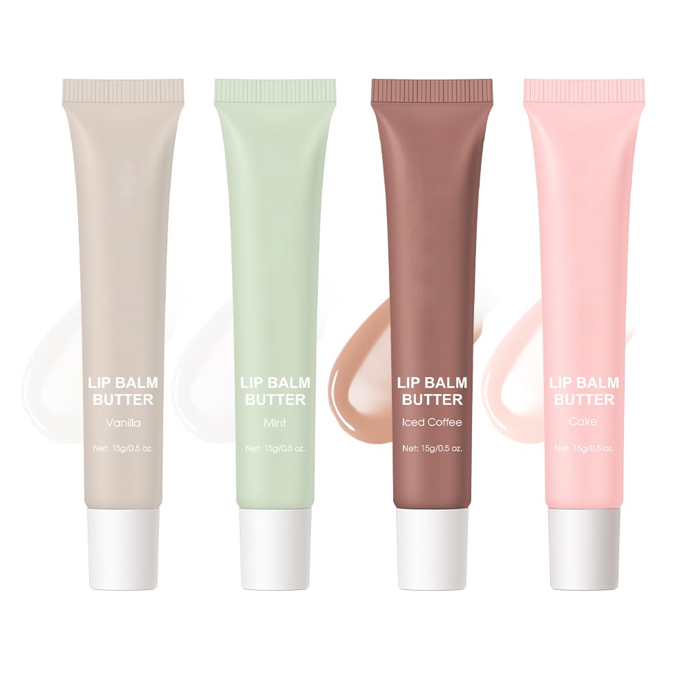 Summer Butter Lip Balm, Moisturizing Hydrating Natural Lip Care, Rich in Nutrients for Soft Smooth Lips (4 Colors)